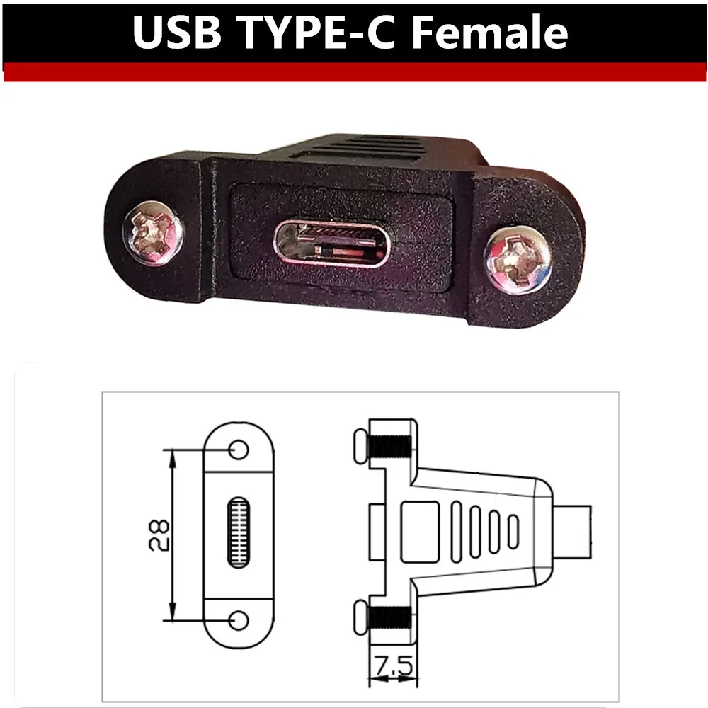 Cable USB C 90° - Conector hembra para panel