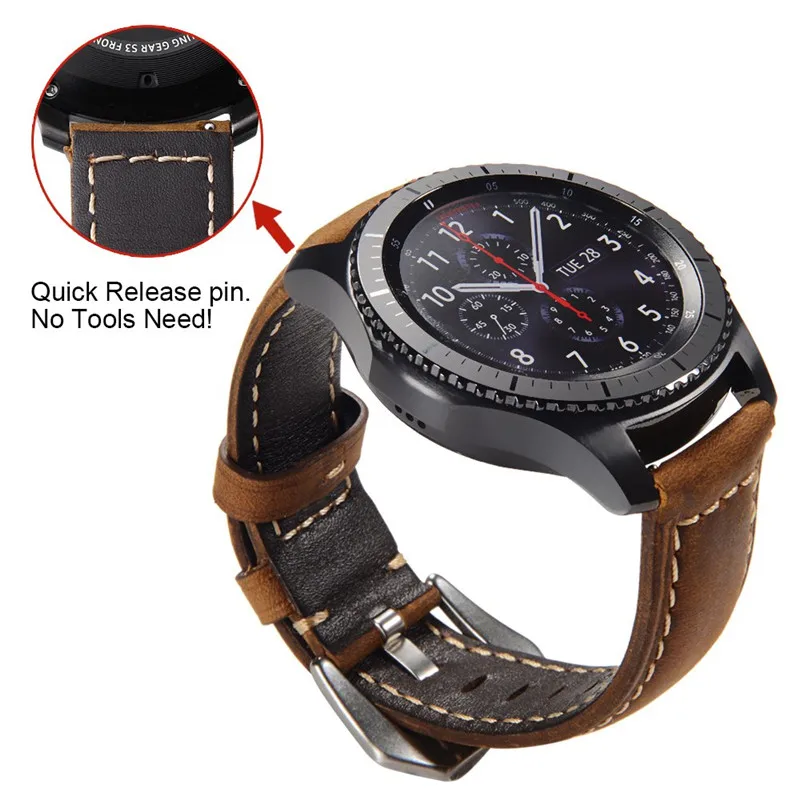 Correa de cuero para reloj, pulsera de 47mm para Xiaomi Huami Amazfit PACE/Stratos 3 2 2S, Samsung Gear S3 - imagen 2