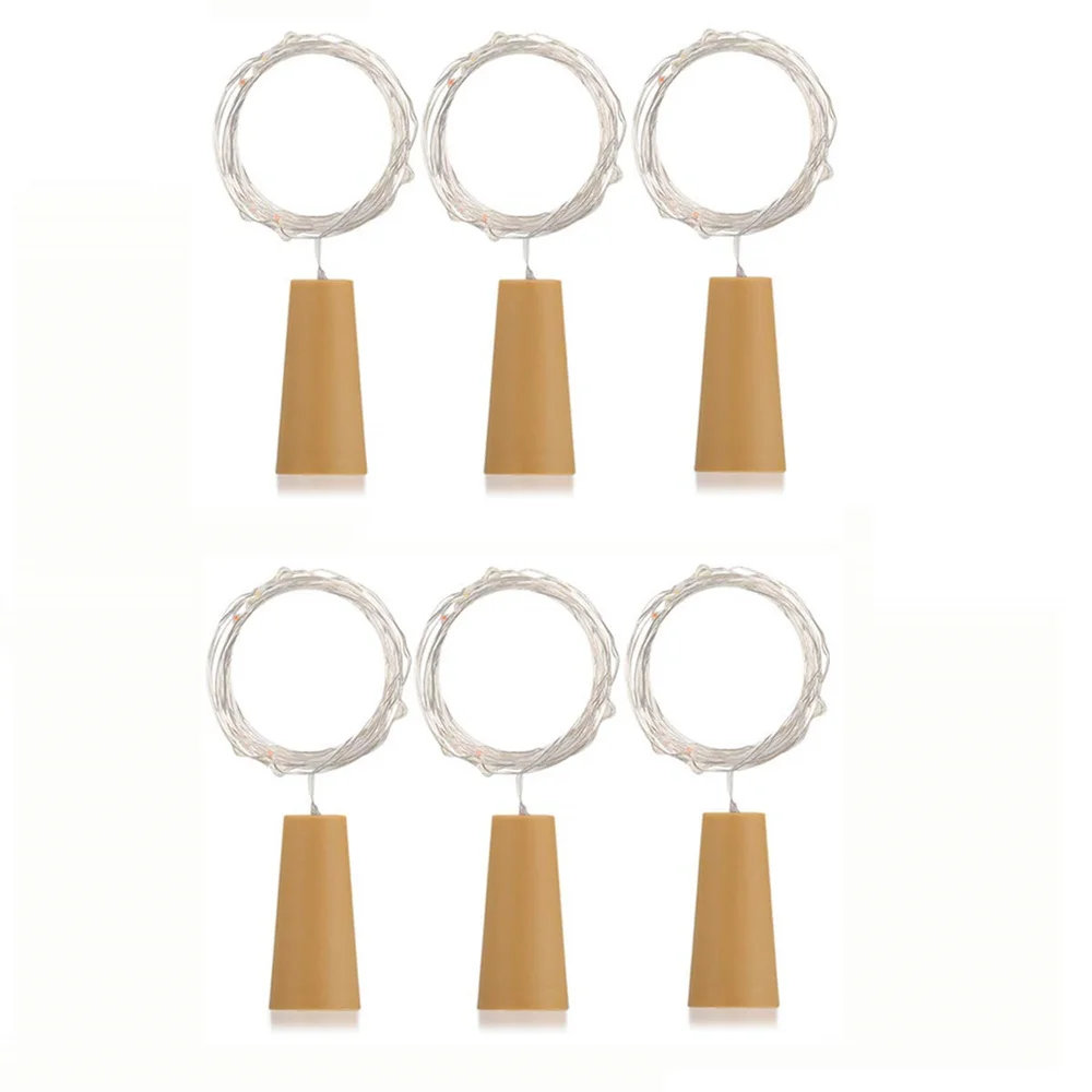 3 uds nuevo 2M 20 luces LED de cadena con batería incluida tapón de botella de vino en forma de corcho lámpara de luz decoración de fiesta de Navidad