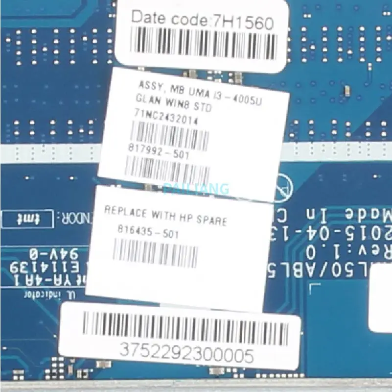 PAILIANG-placa base para ordenador portátil HP Pavillion, placa base de 15-AC, LA-C701P, 817992-501, 816435-501 Core, SR1EK, I3-4005U, DDR3 - imagen 4