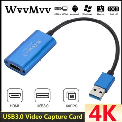 Tarjeta de Captura 4K USB 3.0 HDMI para PS4 y Transmisión en Vivo