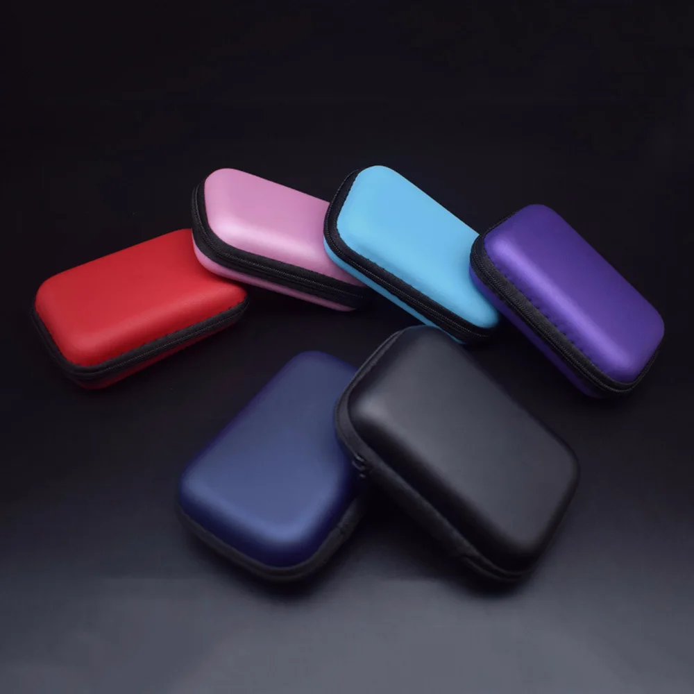 Bolsa de almacenamiento de auriculares portátil, estuche de cuero PU Multicolor, impermeable, protector, organizador de Cable Usb