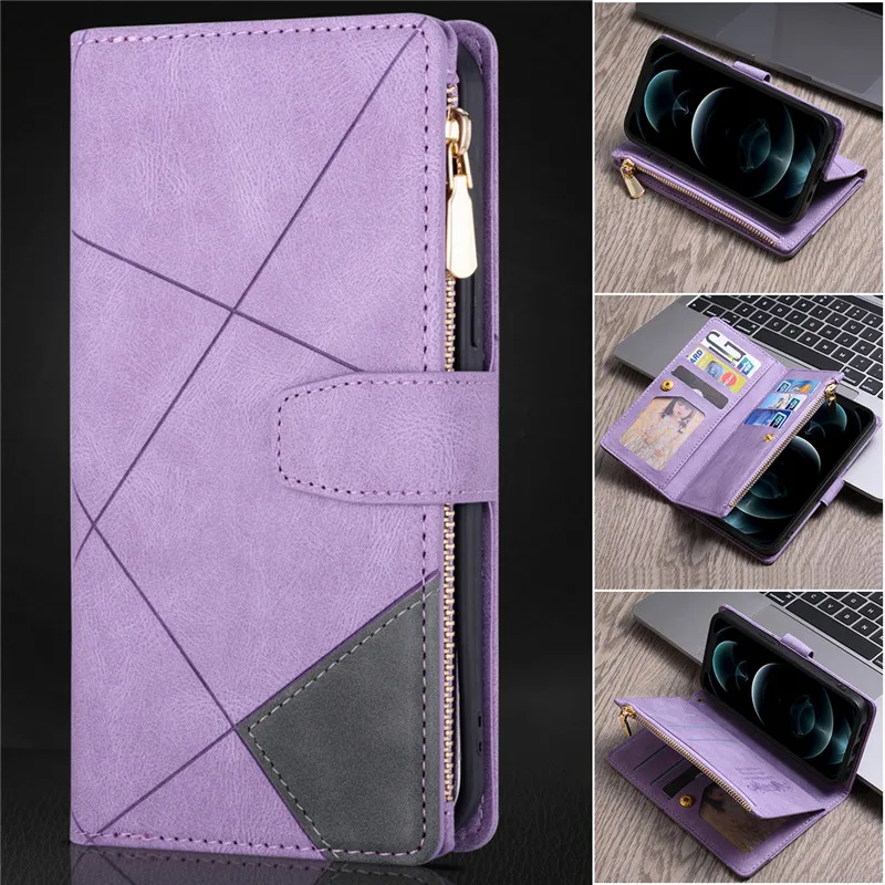 Funda de cuero con cremallera para Huawei P20 P30 P40 Lite Pro Y6S Y6 Y7 P Smart 2019 Honor 10 Lite 8A, funda con múltiples ranuras para tarjetas, bolsa para teléfono - imagen 4