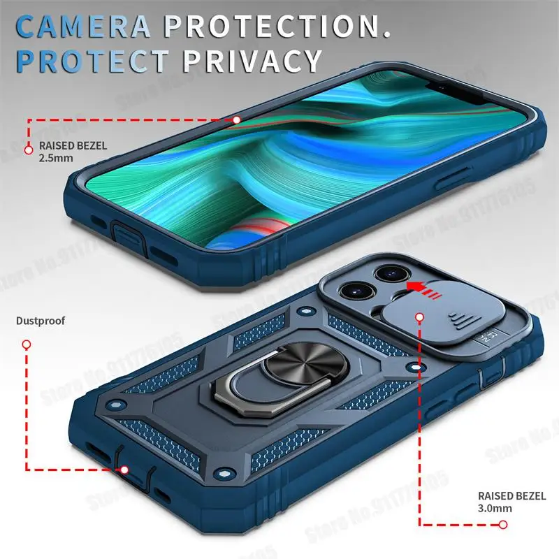 Funda híbrida 3 en 1 con soporte magnético a prueba de golpes para iPhone, 13 Mini, 11, 12 Pro Max, XR, XS Max, 7, 8 Plus, cubierta protectora de lente deslizante - imagen 3