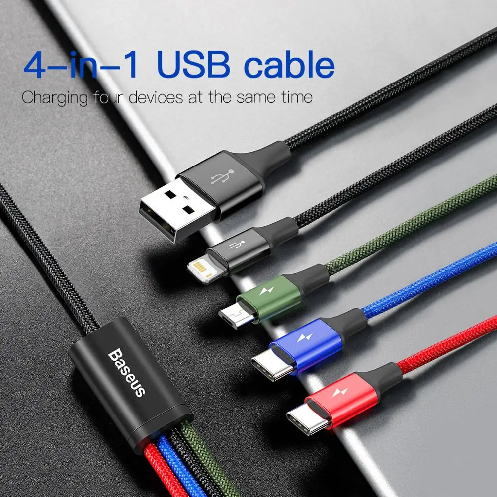 Baseus Cable triple USB-C Lightning Micro para iPhone Samsung - imagen 4