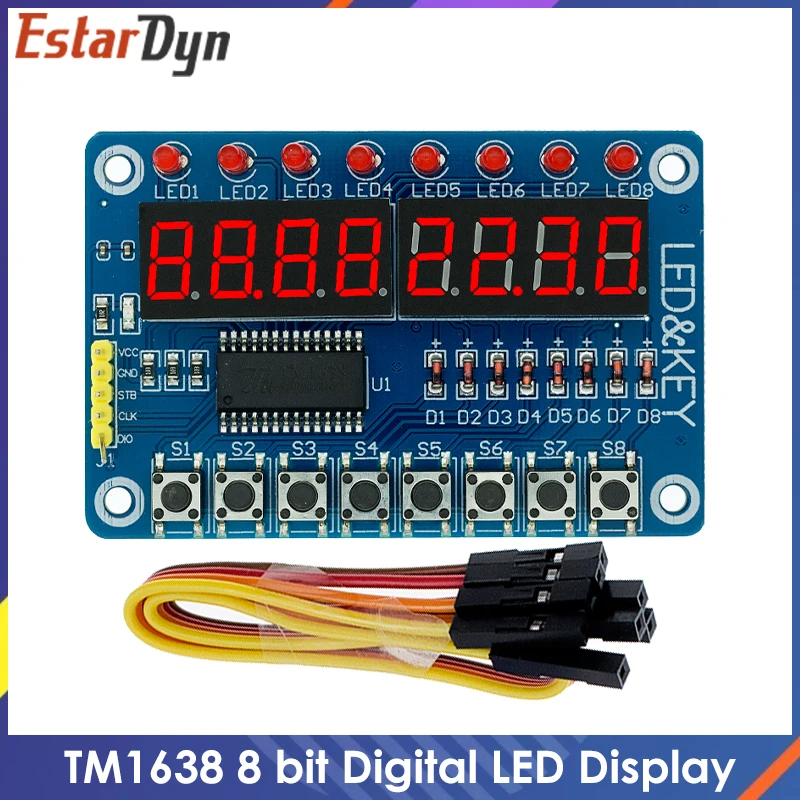 Pantalla de llave de módulo TM1638 para AVR Arduino, nuevo tubo LED Digital de 8 bits