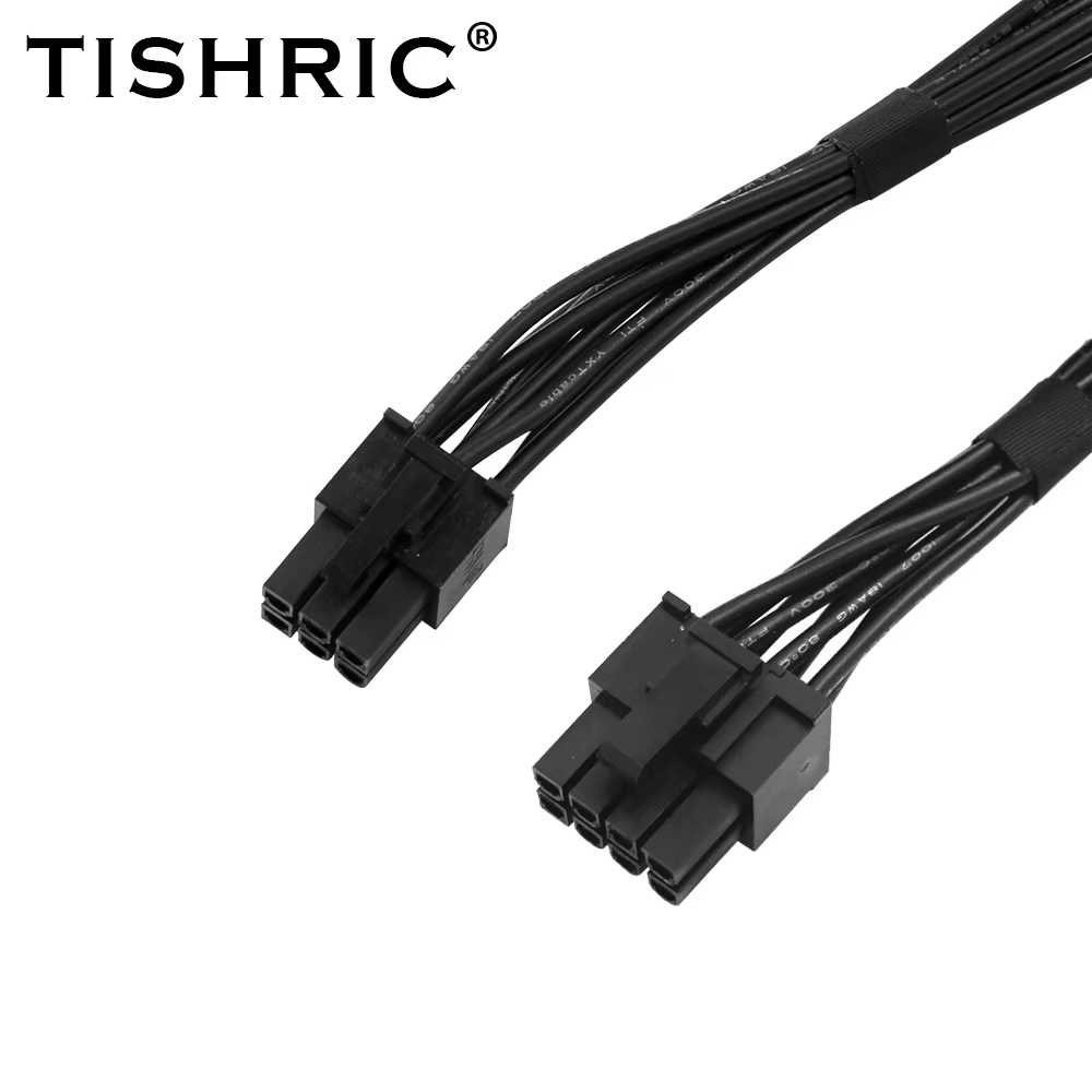TISHRIC-Cable adaptador de tarjeta gráfica PCIE de 6 pines a doble 8 pines (6 + 2 pines), placa base, fuente de alimentación, Cable divisor - imagen 2