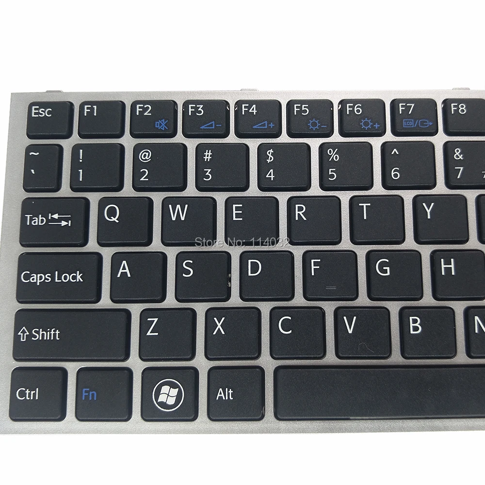 Teclados de repuesto VPCYB para Sony VAIO VPCYA VPC YA YB EE. UU. Inglés negro con teclado con marco plateado Accesorios nuevos y genuinos - imagen 5