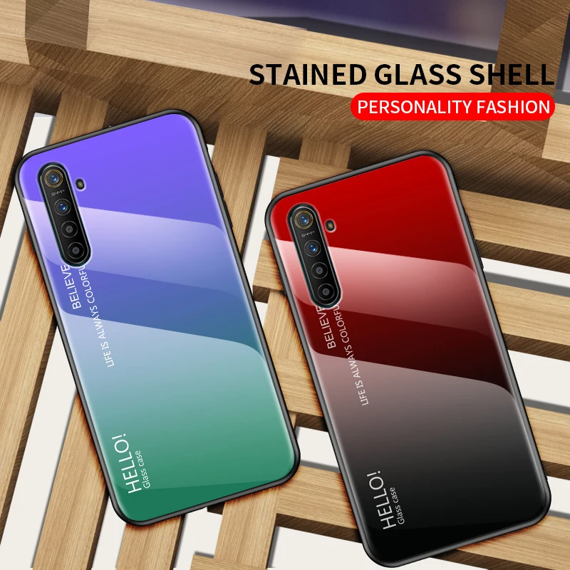 Para OPPO Realme XT X2 1 2 3 5 Pro C2 funda trasera degradada de vidrio templado para oppo reno 10X Zoom 2Z ACE A5 A9 2020 F11 - imagen 3