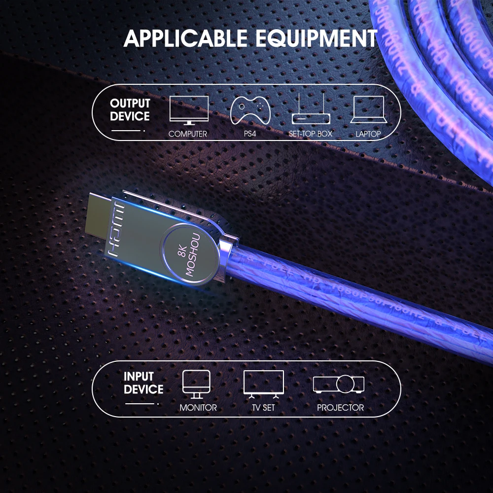 Cables compatibles con HDMI, amplificador 2,1, 8K, 60Hz, 4K, 120Hz, HDR, 4:4:4, UHD, 48gbps, arco HIFI, 12 bits, 7680 4320 X, con Audio y vídeo - imagen 5