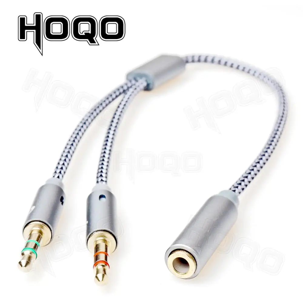 2 macho 1 hembra 3,5mm auriculares de Audio estéreo micrófonos Cable adaptador Rallonge Jack trenzado Nylon3.5mm trrs cable corto - imagen 3