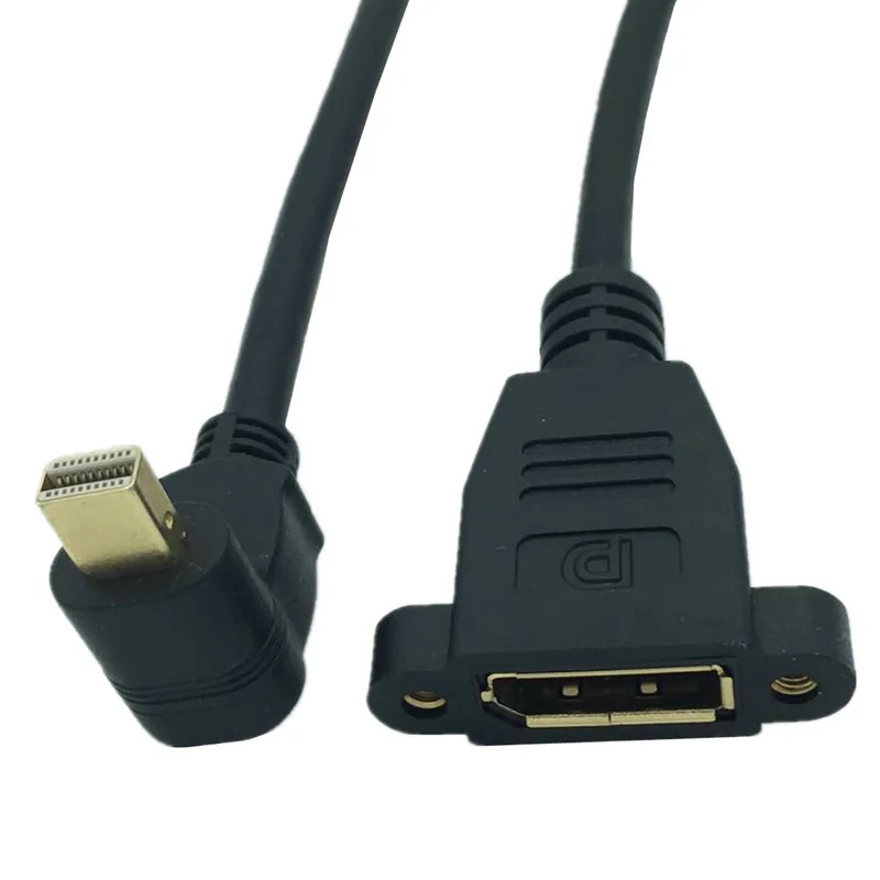 Mini DisplayPort Macho 90 Grados Arriba hacia abajo a DisplayPort Cable de extensión de montaje en panel hembra 0,3 m