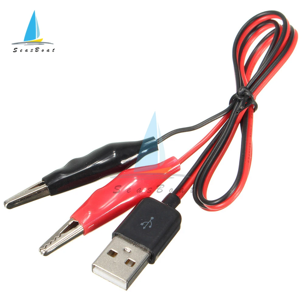 Pinzas de cocodrilo USB, Cable de prueba a conector macho USB, Cable adaptador de fuente de alimentación de 58cm - imagen 3