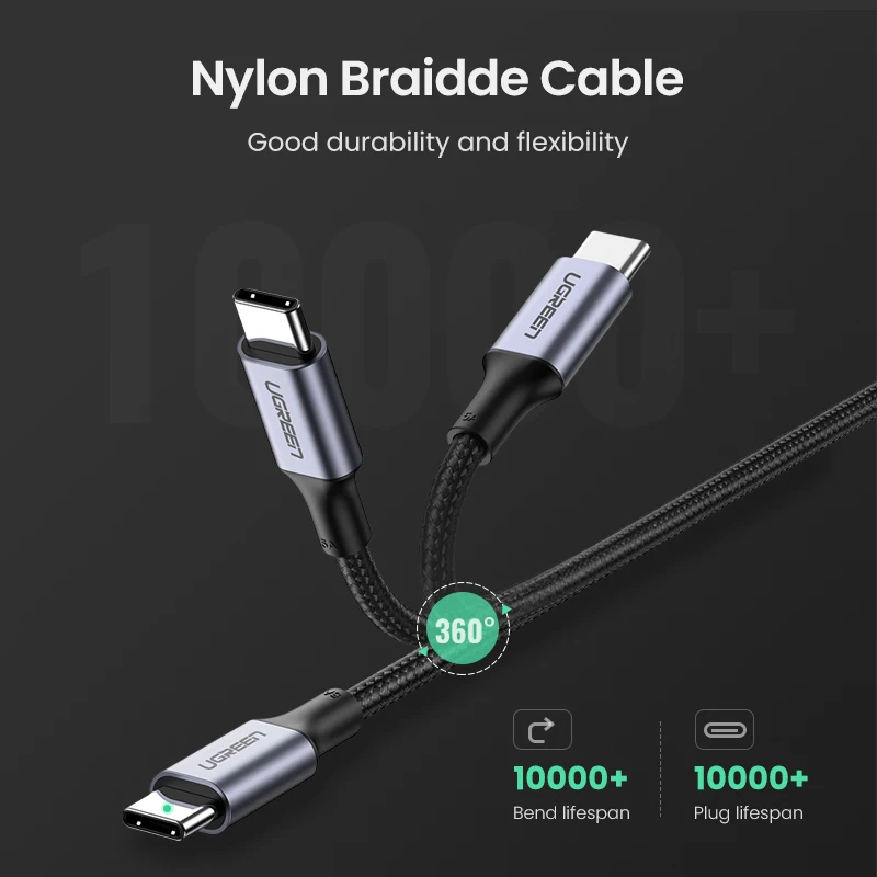 Ugreen-Cable USB tipo C a USB C para Samsung Galaxy S9 PD, cargador rápido de 100W, compatible con Macbook, carga rápida 4,0 - imagen 5