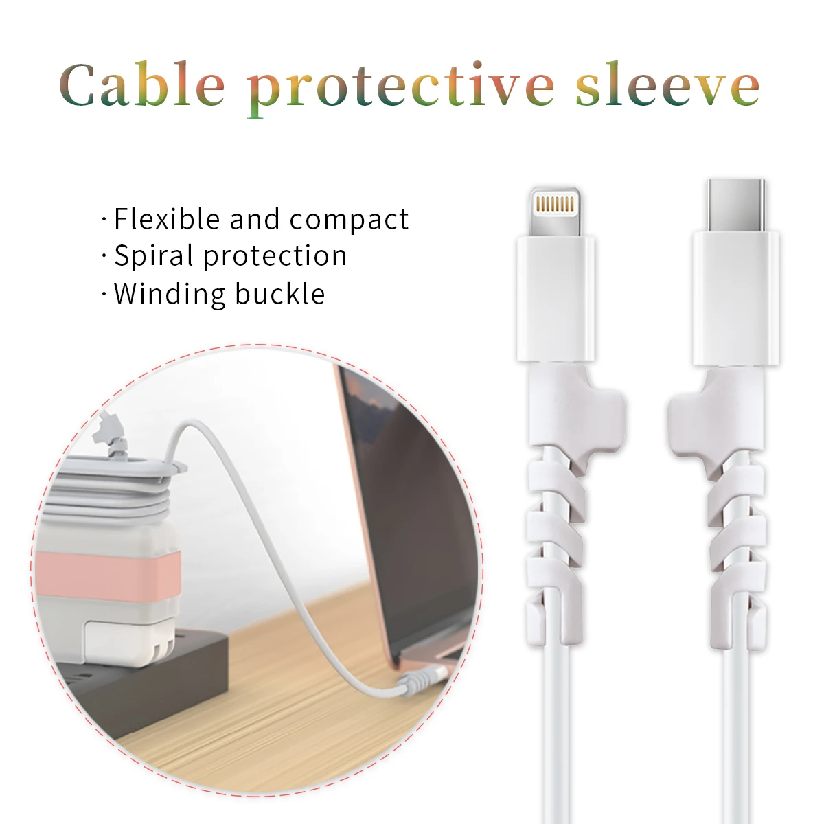 Funda protectora para Cable de datos en espiral, para Apple X, Huawei, Macbook VIVO, XIAOMI OPPO, organizador de cables de carga - imagen 2