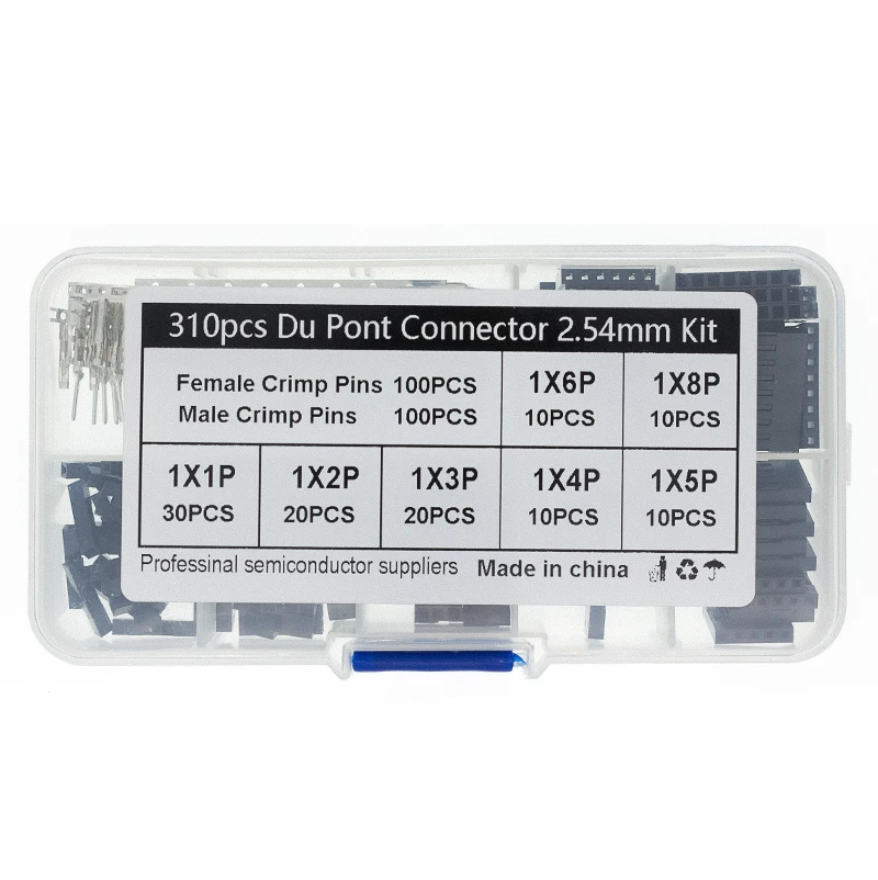 310 unids/set 2,54mm macho + hembra Cable Dupont Cable de línea de puente 1/2/3/4/5/6/8 Pin conector carcasa Kit de bricolaje electrónico - imagen 5