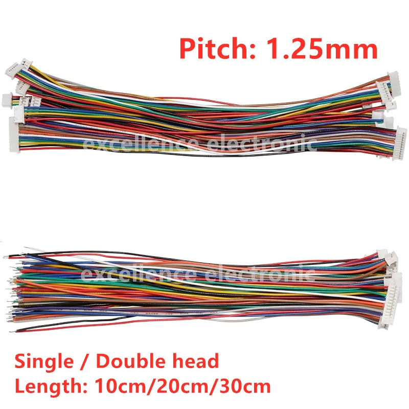 Conector JST 1.25mm Hembra con Cable – 2 a 10 Pines