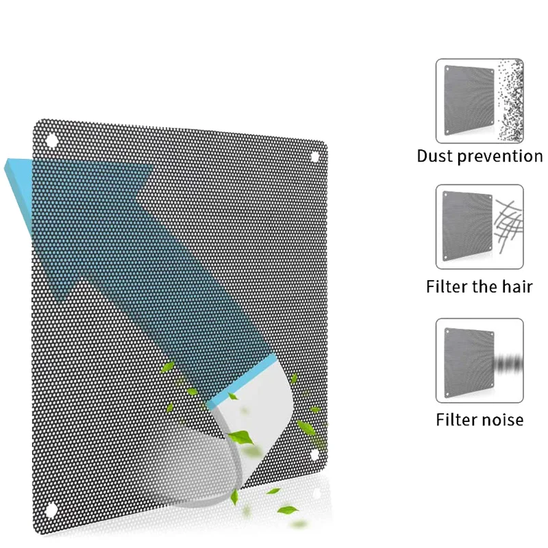 Cubierta de malla de PVC para ordenador, carcasa antipolvo para ventilador de PC, 4cm, 5cm, 6cm, 8cm, 9cm, 12cm, 14cm, 5 unidades - imagen 5