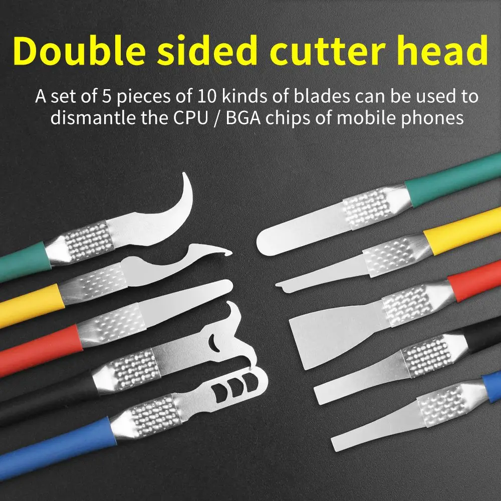 LUXIANZI-Juego de herramientas finas para reparación de chips IC 5 en 1, pegamento para eliminar para teléfono, ordenador, CPU, reparación NAND, removedor de cuchillas de Metal - imagen 3