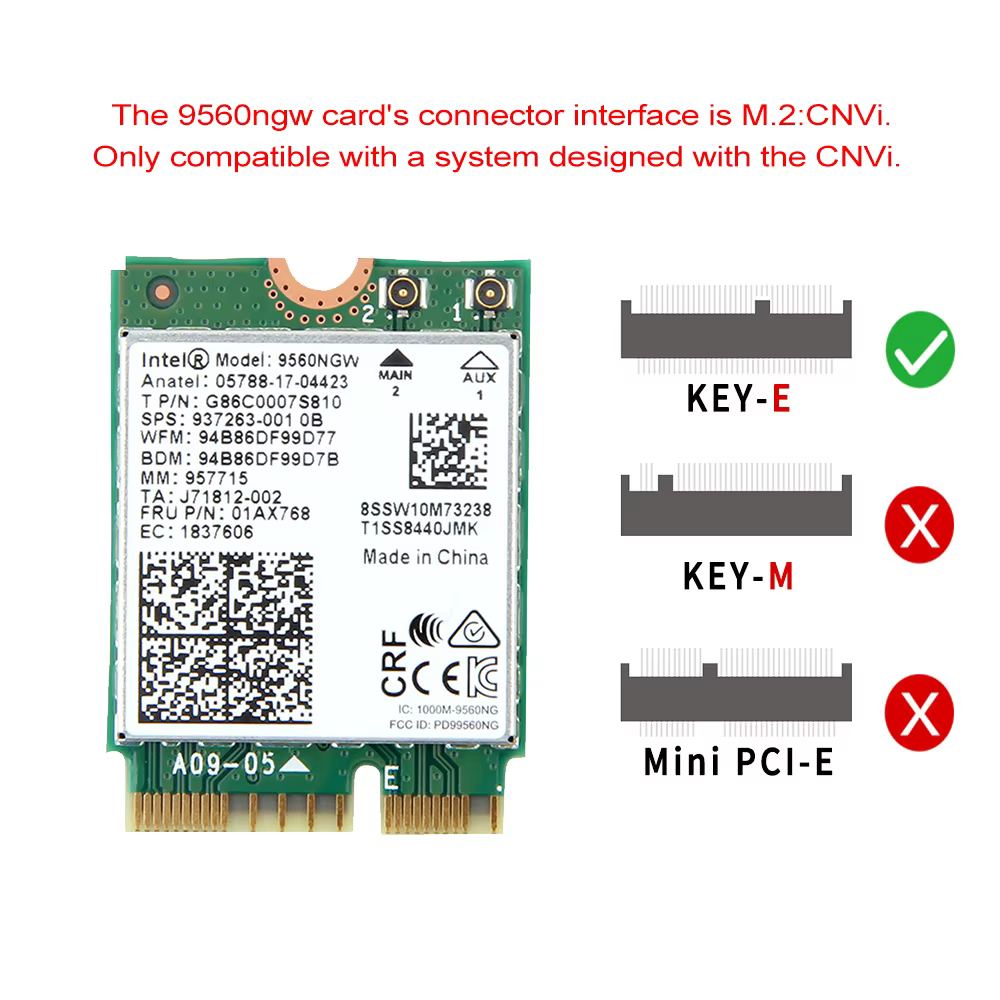 Intel 9560AC Tarjeta WiFi y Bluetooth - 1,73 Gbps, Antenas MHF4/U.FL - imagen 3