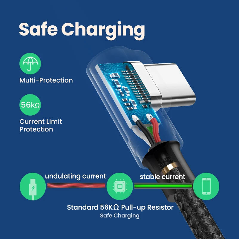 Ugreen-Cable USB tipo C de carga rápida 3,0 para teléfono móvil, Cargador rápido de 90 grados, 3A, para Samsung S20, Xiaomi Poco X3 pro - imagen 4