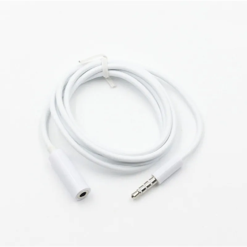 Cable de audio Color blanco 3,5 mm 4 polos Audio Estéreo Auriculares Cable de extensión macho a hembra