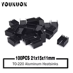 Disipador TO-220 de aluminio negro 21x15x11mm para MOSFET y 7805