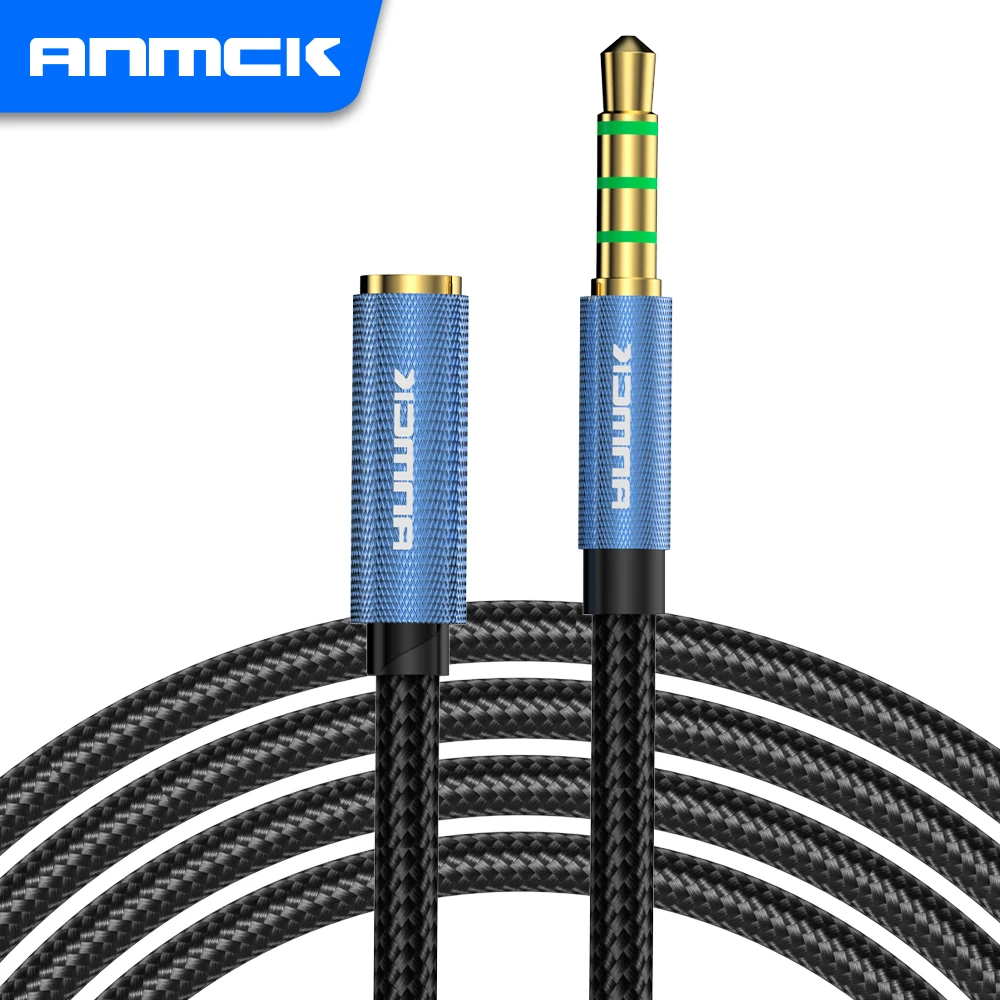 Anmck-Cable de extensión auxiliar de Audio para auriculares estéreo, conector auxiliar macho a hembra de 3,5mm, extensor para altavoces, teléfonos y tabletas - imagen 2