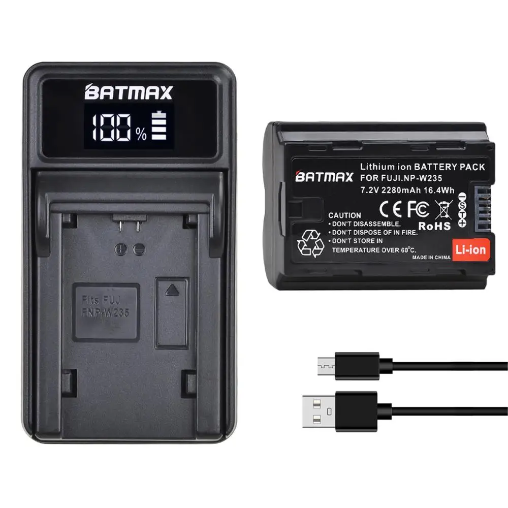 Batmax-Batería y cargador USB LED para Fujifilm Fuji NP-W235, XT4, X-T4, X-T5,X-H2, GFX 100S, X-H2S NP W235