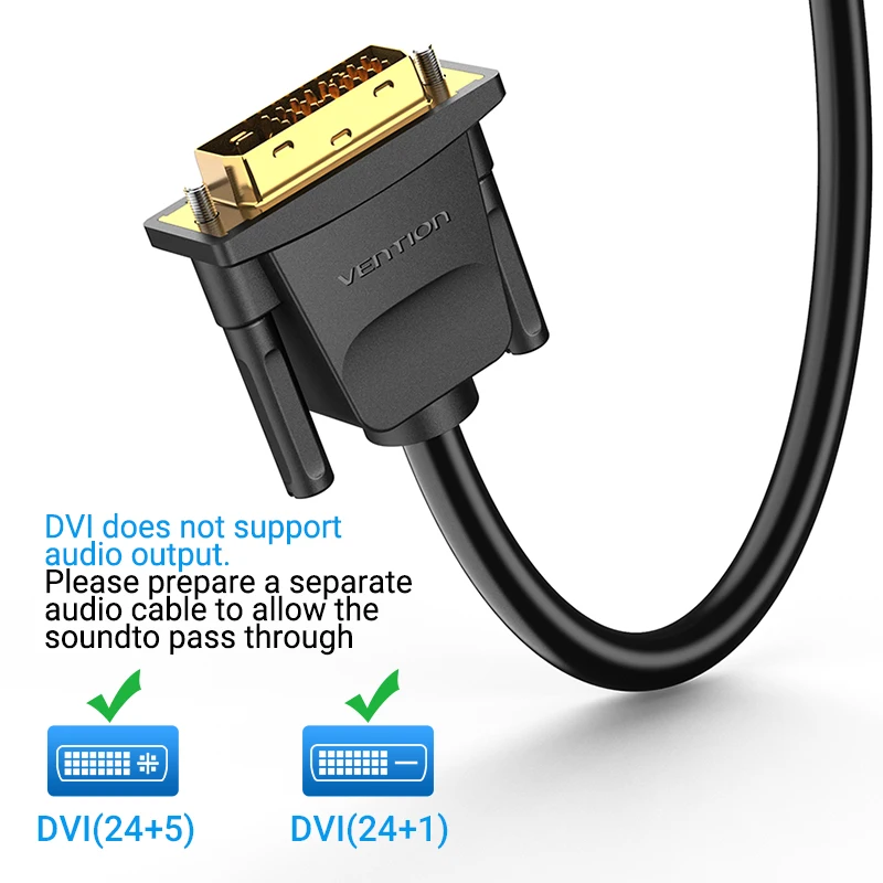 Vention-Cable HDMI a DVI bidireccional, adaptador macho 24 + 1 DVI-D, convertidor 1080P para Xbox, HDTV, DVD, LCD, DVI a HDMI - imagen 2