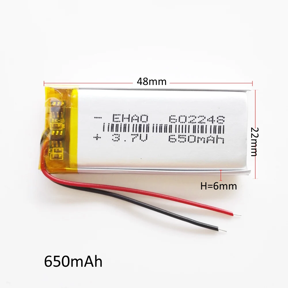 Venta al por mayor 10 Uds 3,7 V 650mAh batería recargable LiPo de polímero de litio 602248   Alimentación para Mp3 GPS Vedio Game Bluetooth Auricular - imagen 2