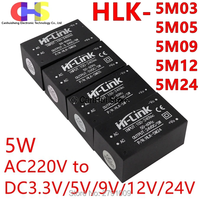 MINI interruptor de aislamiento inteligente para el hogar, módulo de fuente de alimentación, 5W, HLK-5M12, 09/24 V a 220V/5V/9V/12V/24V, AC-DC, 5M03/05/3,3