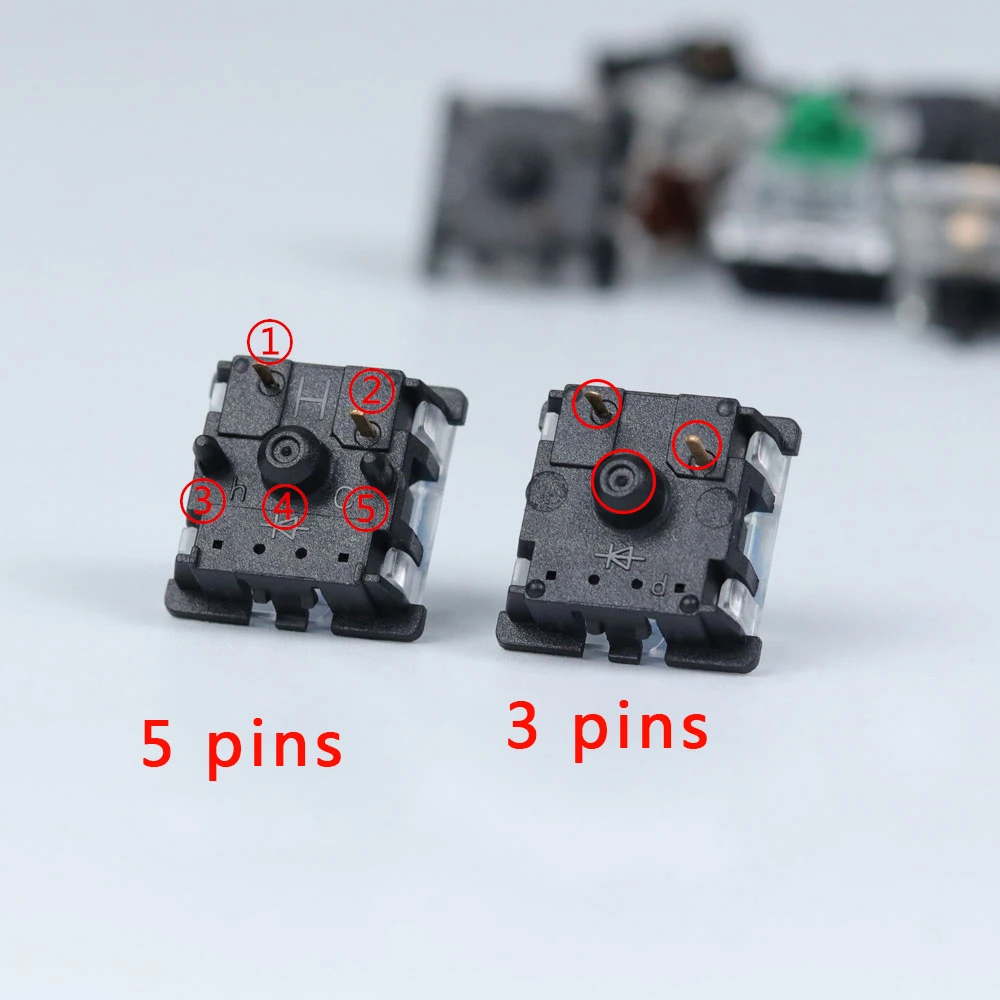 Gateron interruptores de eje mecánico para teclado mecánico, Negro, Rojo, marrón, azul, verde claro, amarillo, 3 pines, compatible con GK61 GH60 - imagen 2
