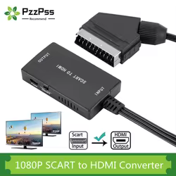 PzzPss SCART a HDMI Convertidor Con Cables Salida HDMI HD 720P / 1080P Interruptor Adaptador Convertidor DE Audio Vídeo Para HDTV