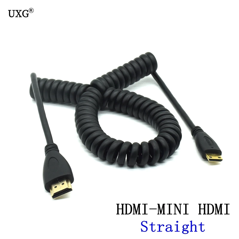 Mini HD Micro HDMI compatible con macho a macho, Cable Flexible de rizo de resorte elástico, V1.4 DSLR, 0,5 M/1,8 M - imagen 4