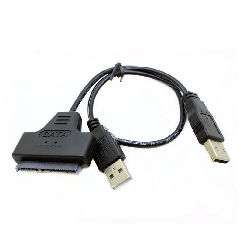 Convertidor adaptador de Cable USB 2,0 a 7 + 15 22 pines SATA 3,0 para unidad de disco duro HDD SSD de 2,5 pulgadas con Cable de alimentación USB2.0