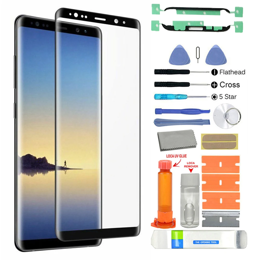 Kit de reparación de pantalla de vidrio frontal con herramienta para Galaxy S8 SM G950F G950 Kit de reparación de vidrio de repuesto con pegamento - imagen 2