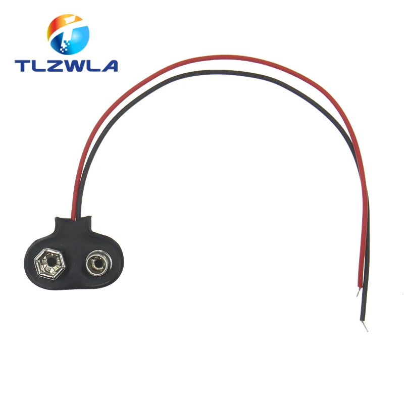 Hebilla de conector de Clips de batería de 9V, 10cm, 15cm, Negro, Rojo, conexión de Cable, 10 unidades - imagen 4