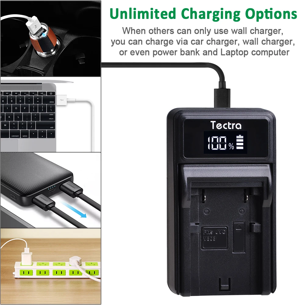 Batería BN-VF808 BN VF808 + cargador USB LED para JVC, BN-VF808U, GZ-HD7, GZ-MG575, GZ-MG555, GR-D750, GR-D760, 1 ud. - imagen 4