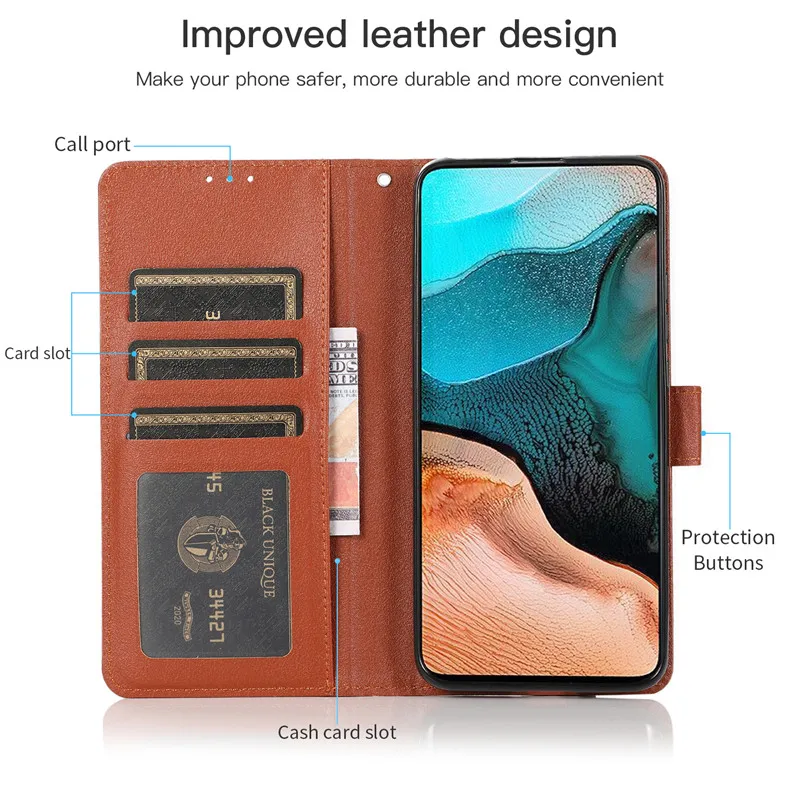 Funda de cuero para Xiaomi Poco F2 Pro, carcasa para teléfono, cartera clásica - imagen 4