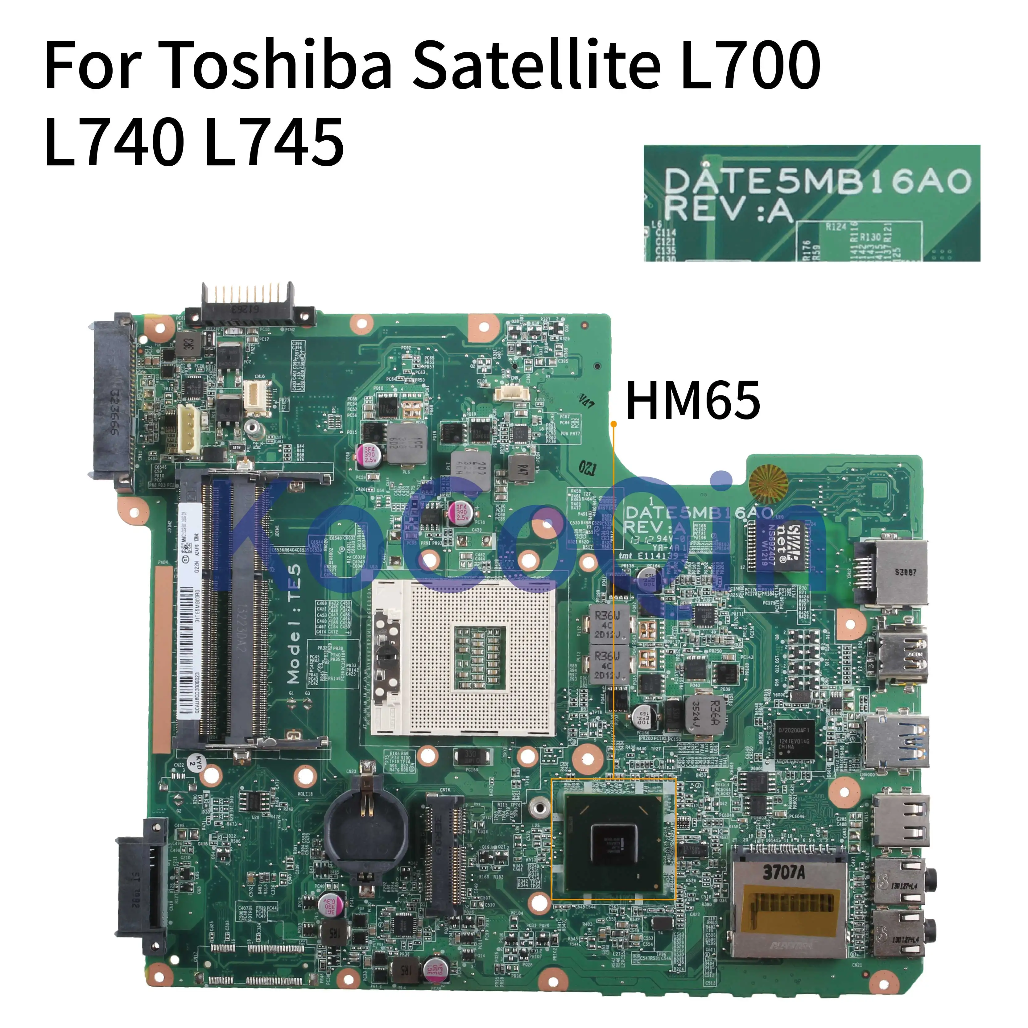 KoCoQin-placa base para portátil Toshiba Satellite L700, L740, L745, DATE5MB16A0 HM65 - imagen 3