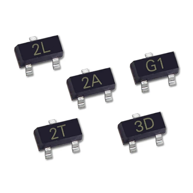 50 Uds SOT-23 triodo SMD NPN Transistor de potencia MMBT4403 2T MMBT4401 2X MMBT9012 2T1 MMBT2222A 1P MMBT3904 1AM MMBT3906 2A triodo - imagen 2