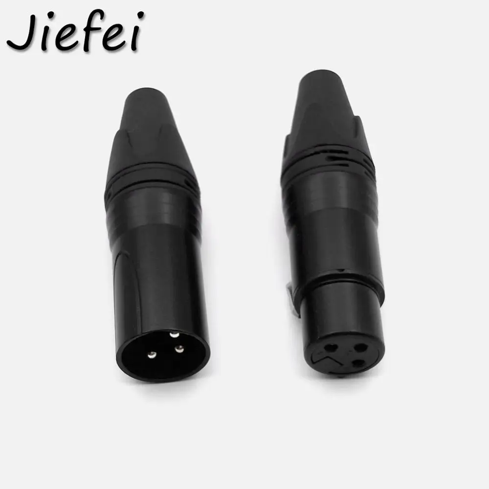 Conector de Cable de micrófono de Audio XLR de 3 pines, conector macho negro + hembra, adaptador XLR, 5-50 juegos