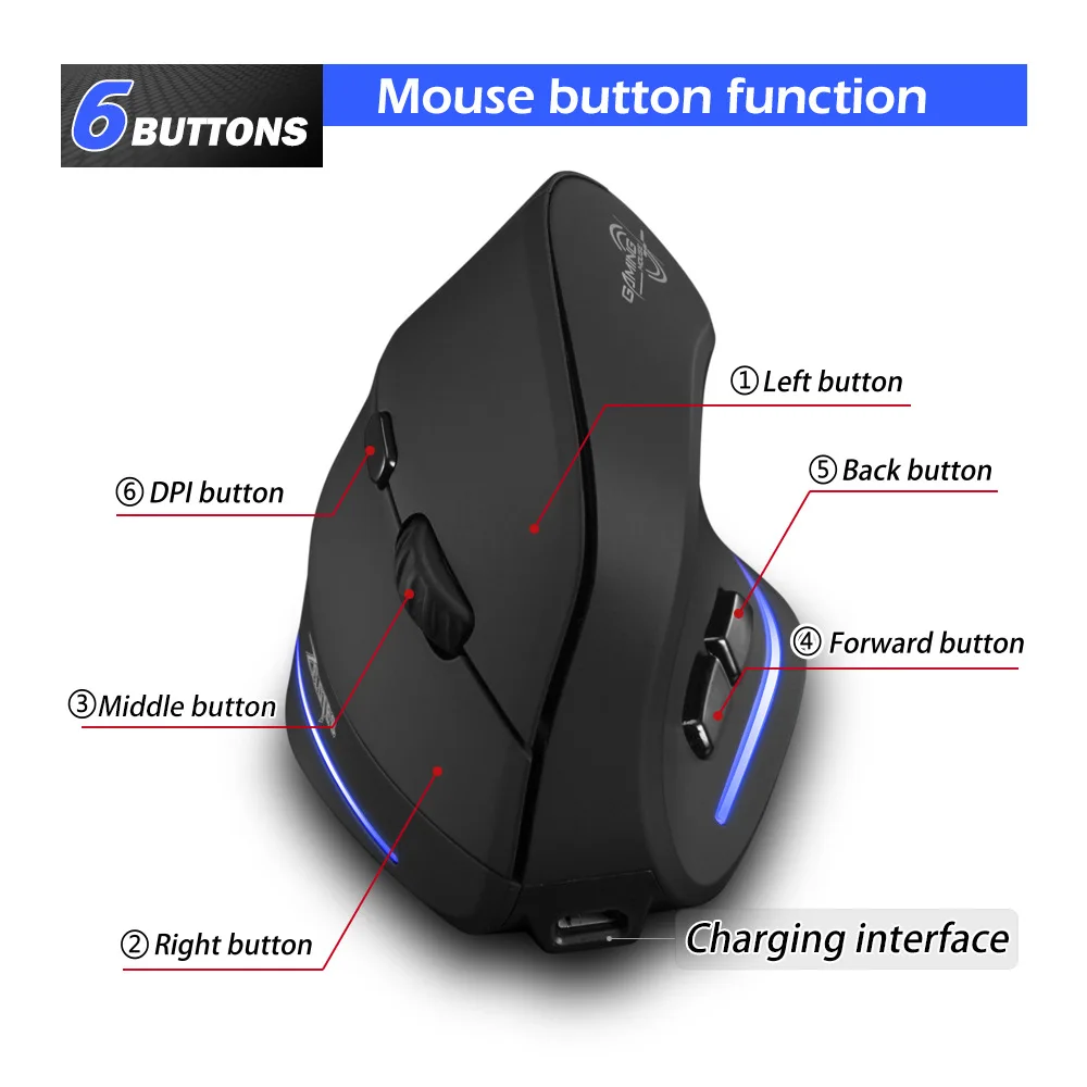 Lefon F35 – Ratón Vertical Inalámbrico Ergonómico 2400 DPI - imagen 3
