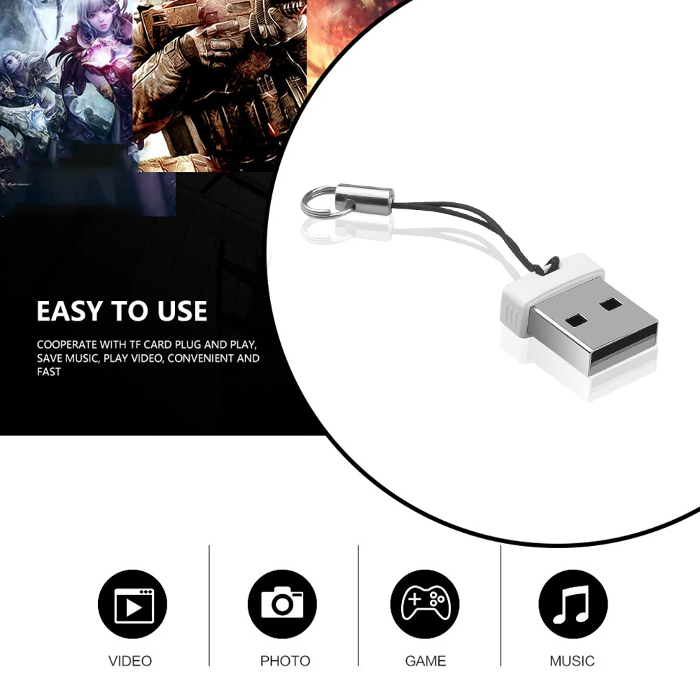 Kebidumei-lector de tarjetas de memoria Flash, Mini adaptador para ordenador portátil, USB 2,0 TF - imagen 4