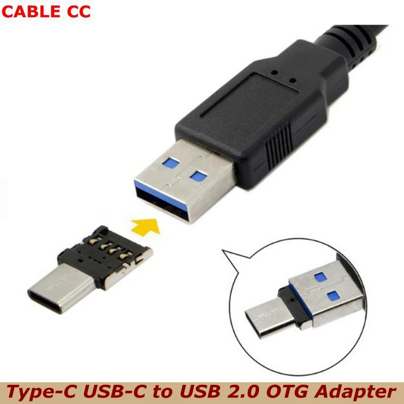 Conector adaptador Ultra Mini tipo C USB tipo c, USB-C a USB 2,0, OTG, para tableta, Cable USB y disco Flash U