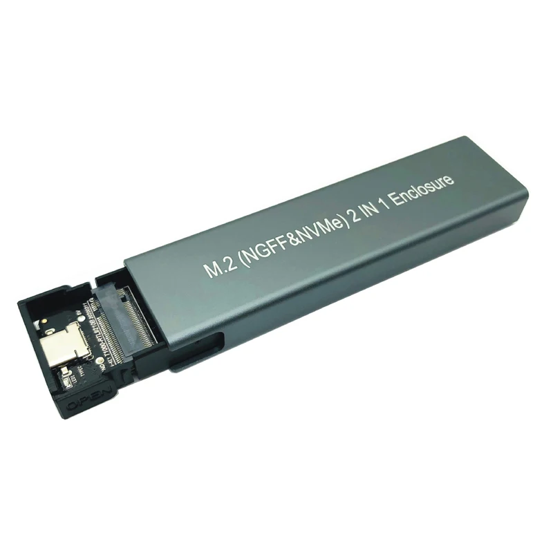 Funda de SSD M2, carcasa NVME, adaptador de SSD M.2 a USB tipo C 3,1 para protocolo Dual NVME, PCIE, NGFF, SATA, clave M/B, caja de disco SSD - imagen 3