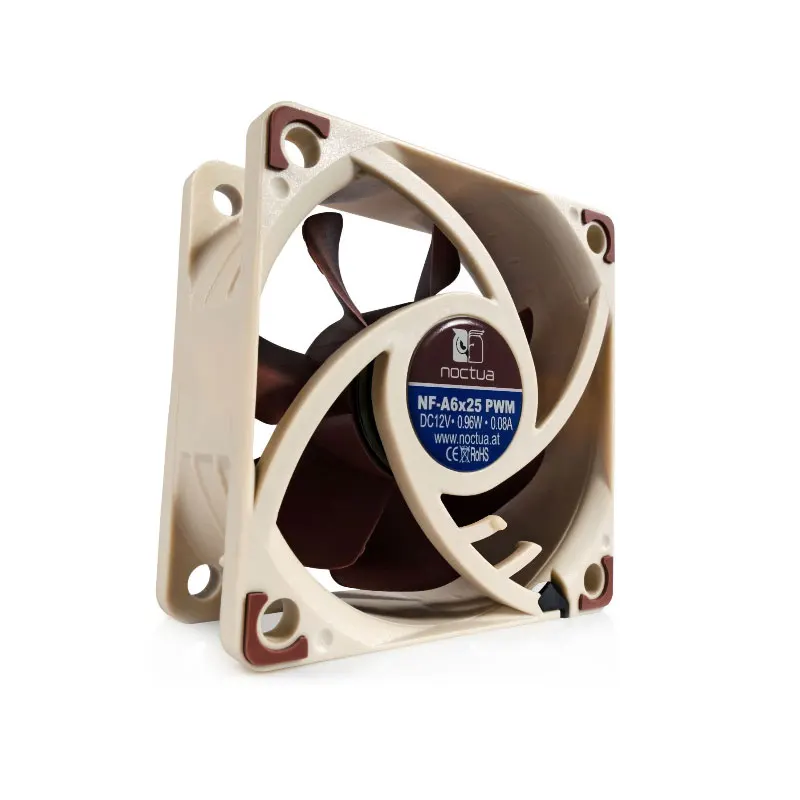 Noctua-ventilador de rodamiento magnético estable, 60x60x25mm, 12V/5V, 3 pines/4 pines, PWM, Control inteligente de temperatura, SSO, 6CM, NF-A6X25 - imagen 4