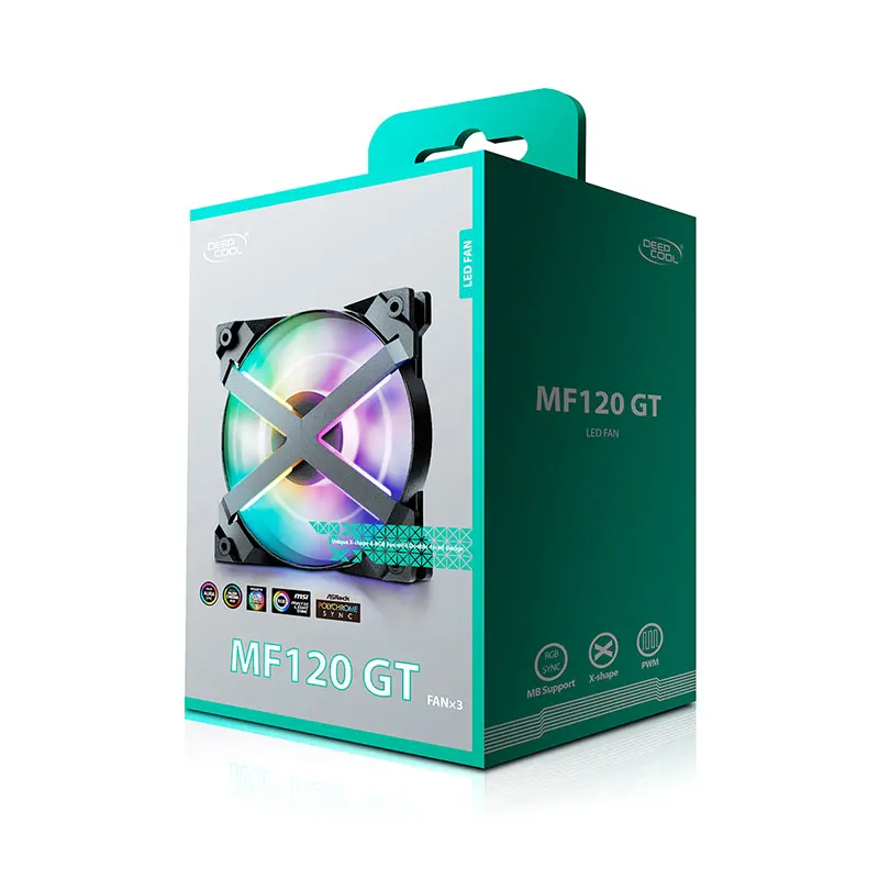 Deepcool-ventilador de chasis MF120GT, silenciador, tres ventiladores ARGB Symphony, Control de cableado estándar, sincronización de placa base, 4 pines - imagen 4