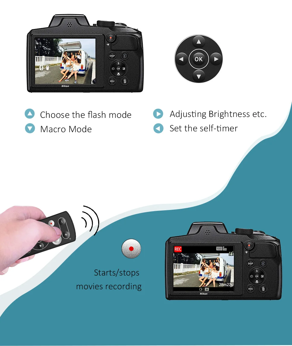 AODELAN ML-L7A Disparador Inalámbrico para Nikon Z30, Z6 II, Z7 II, Z fc, P1000, P950, Z50, B600, A1000 Reemplazar Nikon ML-L7 - imagen 4